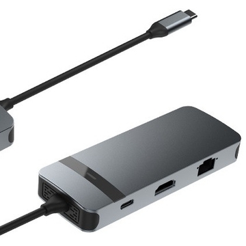 8-in-1 USB-C Hub with HDMI 4K@60Hz (DP1.4), VGA, 2 USB-A 3.0 Ports, USB-C 3.0, USB 2.0, 1G Ethernet (RJ45), and 100W Power Delivery (PD) – Versatile Multiport Adapter