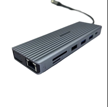 10-in-1 USB-C Hub with HDMI 4K@30Hz, VGA, 3 USB-A 3.0 Ports, SD/TF Card Readers, 1G Ethernet (RJ45), Power Delivery (PD), and Audio – Multifunctional Docking Station